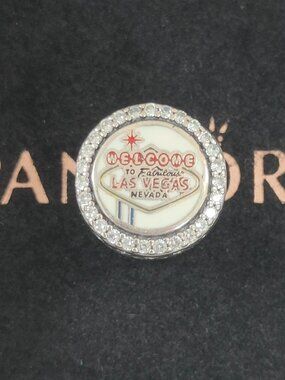 Pandora Las Vegas Sign CZ Button Charm Vegas Exclusive Bracelet Bead Charm
